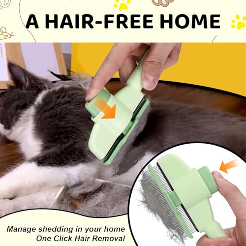 XANGNIER Pet Hair Removal Comb One-Click Self-Cleaning Grooming Brush, De-Shedding Comb for Short & Long Hair, Pet Groomin...