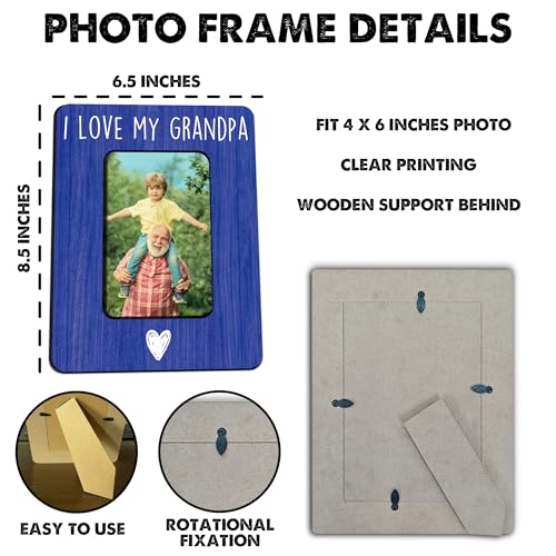 Grandpa Picture Frame For 4 X 6 Photo, Father's Day Birthday Gifts For Grandpa From Grandchild, Wooden Picture Frame, Gran...