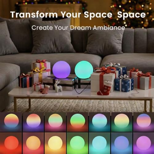 callyan 1 Pack 3-inch Smart Sphere Night Light, Rechargeable LED Ball Lights, 16 RGB Color Change Mood Lighting, Waterpro ...
