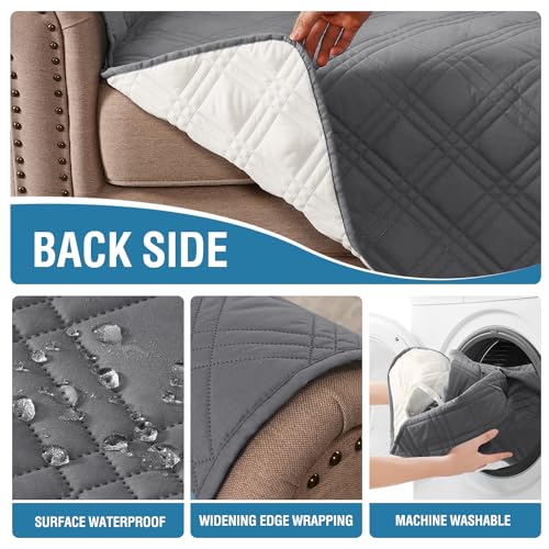 H.VERSAILTEX 100% Waterproof Couch Covers for 3 Cushion Couch Sofa Modern Sofa Slipcovers with Elastic Straps Thick Soft F...