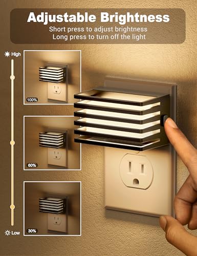 JandCase LED Night Light, [2 Pack] Night Lights Plug into Wall with Dusk to Dawn Sensor, Dimmable Plug in Night Light, Adj...