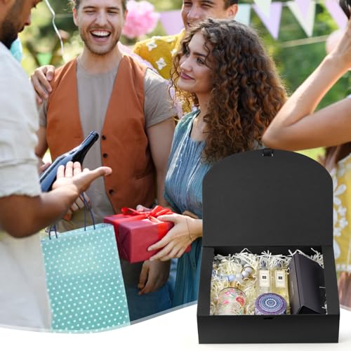 24 Pack Gift Boxes with Lids, 10.6x7.8x3.1 Inch Groomsmen Proposal Box, Luxury Black Gift Box with Ribbon for Wedding, Pac...