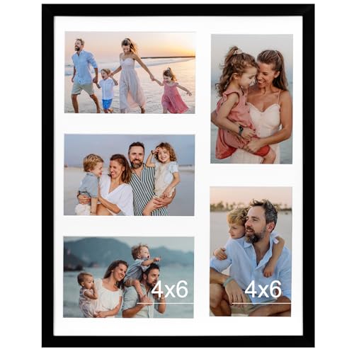 Fixwal Collage Picture Frame with Clear Plexiglass, Displays 5pcs 4x6 Photos or Use as One Frame for Gallery Wall Decor, S...