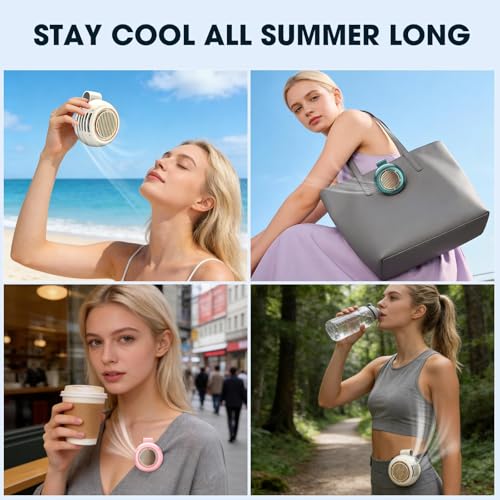 Portable Silent Mini Bladeless Fan Clip On, 5 Speeds 360° Rotatable Clip on Fan for Shirt & Waist, USB Rechargeable Small ...