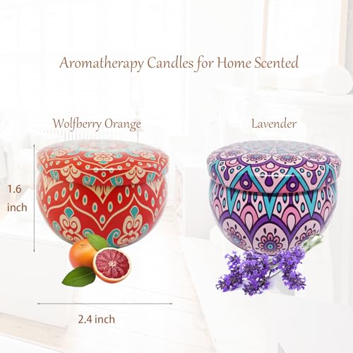 Scented Candles Gift Set - Aromatherapy Candle for Home, Portable Hotel Small Candles, Natural Soy Wax Tin Jar for Yoga, B...