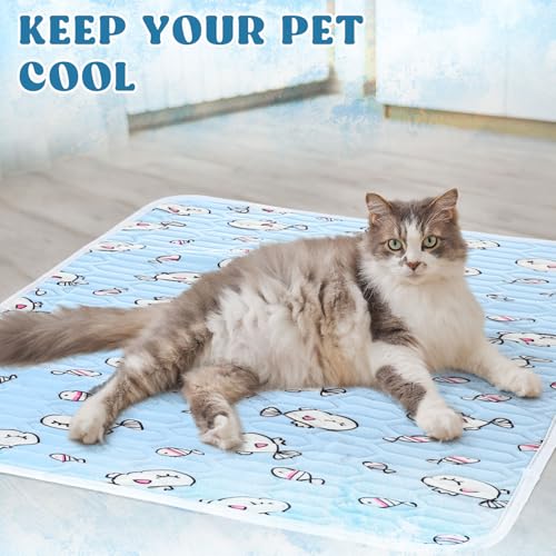 Colingmill 4 Pcs Dog Cooling Mat 28'' x 20'' Pet Cooling Mat for Dogs Cat Summer Self Cooling Mat Ice Silk Chill Pads Wash...