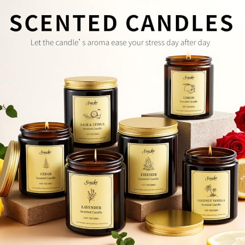 SVECKE 6 Pack 42oz Fall Scented Candles, Soy Wax Candles for Home, Aromatherapy Candle Gift Set for Women Men, Long Lastin...
