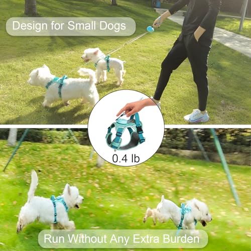 Dog Harness for Small Dogs up to 16lbs, 3-in-1 No Pull Lightweight Harness with 6.6ft Retractable,Wearable Leash Set,Front...