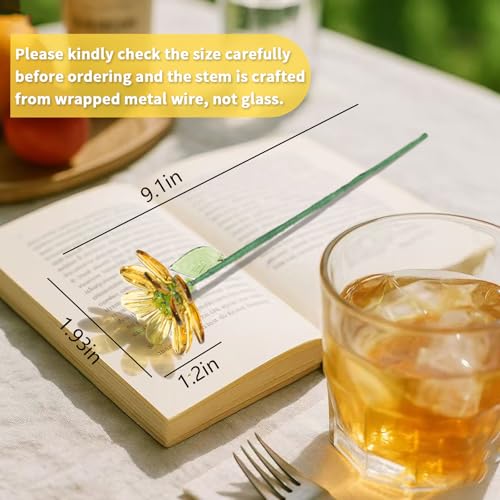 Luvlewen Glass Birth Month Flower, Handmade Glass Flower Birthday Gift for Mother Father Friends (October - Marigold)
