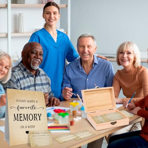 50th Birthday Party Share a Memory Set, 1976 Birthday Gifts for Women Men, 1976 Wooden Share A Memory Box with Memory Sign...