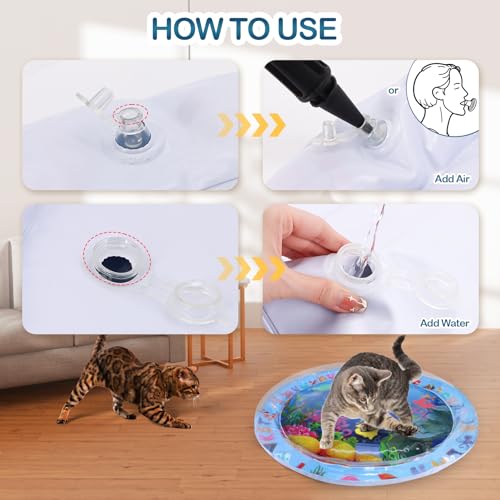 ZALALOVA Water Sensory Playmat for Cats, Thickened Upgraded Cat Dog Toys Bored Pet Animals Kicker Toys Self Play Mat, Inte...