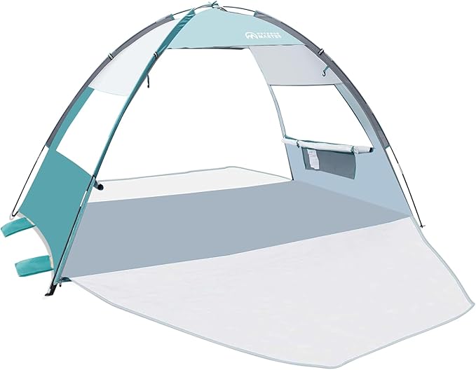 OutdoorMaster Beach Tent Sun Shelter with 2 Ventilated Doors, UPF50+ Easy Setup Beach Tent Canopy for 3 Person, Lightweigh...