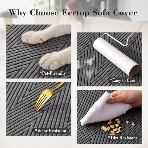 Eertop Couch Cushion Covers for Sectional Sofa, Wear Resistant Stretch Sofa Slipcovers for Sofa Universal Cushion Protecto...