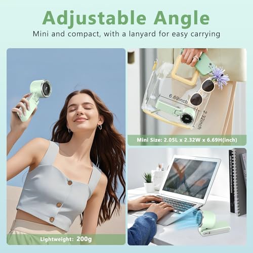 Portable Handheld Turbo Fan, 180° Foldable Mini Desk Fan with 5 Wind Speed, Portable Fan Rechargeable, LED Display, Small ...