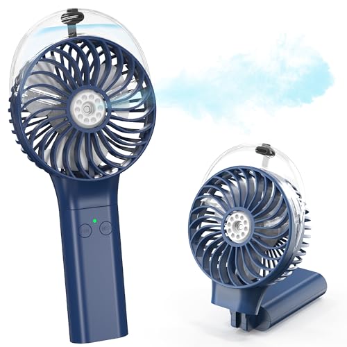 Portable Handheld Misting Fan, Nano-Mist Humidifier for Skincare & Makeup, 180° Foldable Desk Fan, Rechargeable Water Spra...