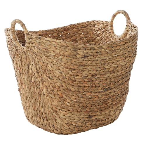 Deco 79 Seagrass Handmade Decorative and Functional Storage Basket Large Woven Basket Organizer with Ring Handles, Basket ...