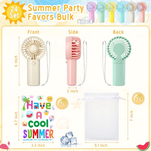 Rossesay 24 Sets End of Year Gifts Mini Portable Fans Summer Party Favors Battery Operated Handheld Fans with Thank You Ca...