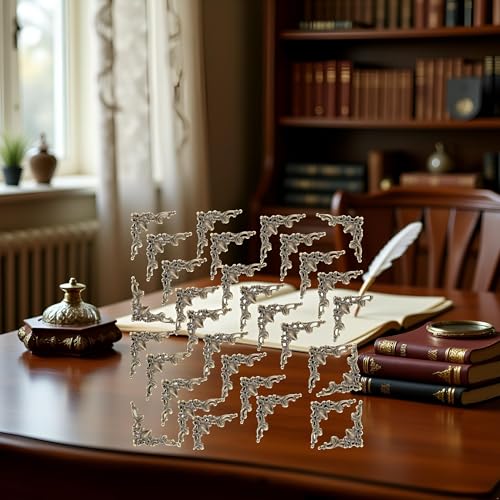 30 Pcs Antique Edge Corner Decorative Protectors, Scrapbooking Albums Embellishment Photo Frame Jewelry Box Decorative Cor...