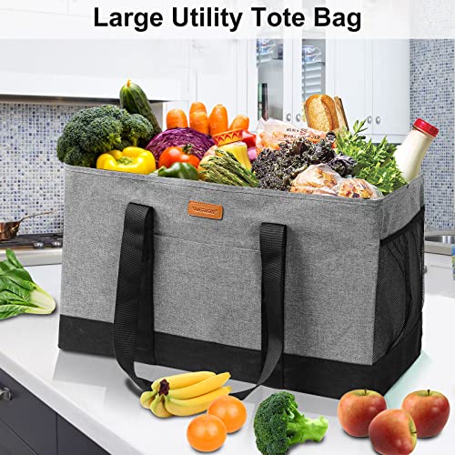 WONDAY Extra Large Foldable Grocery Tote Bag With Handles for Storage, Picnics, Beach, Pool, Laundry - Reusable Shopping B...
