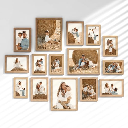 Venusmiles 15 Pack Picture Frames Collage Wall Decor, Gallery Frame Set for Wall Mounting or Tabletop Display, Multi Sizes...