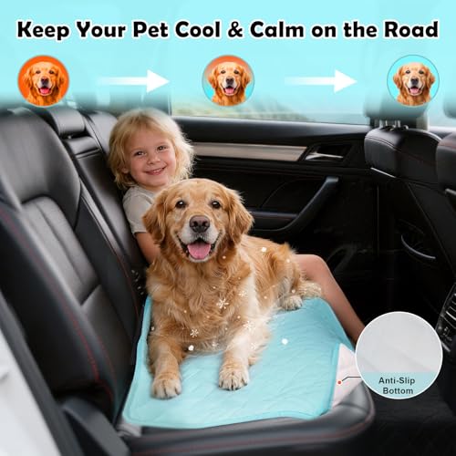 Vivifying Dog Cooling Mat, Ice Silk Pet Cooling Pad for Car Back Seat, Non-Slip Summer Cooling Mat for Dogs and Cats, Indo...
