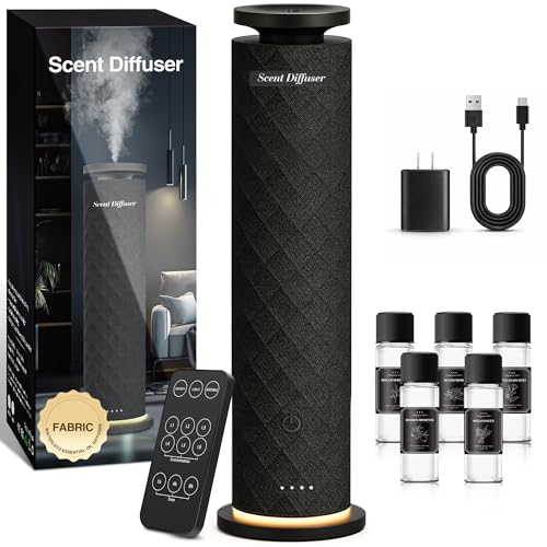 Waterless Scent Diffuser Starter Kit with 5 Oils, Luxury Hotel Style Cold Air Diffuser Oil Machine for Home, 1000 Sq Ft Co...