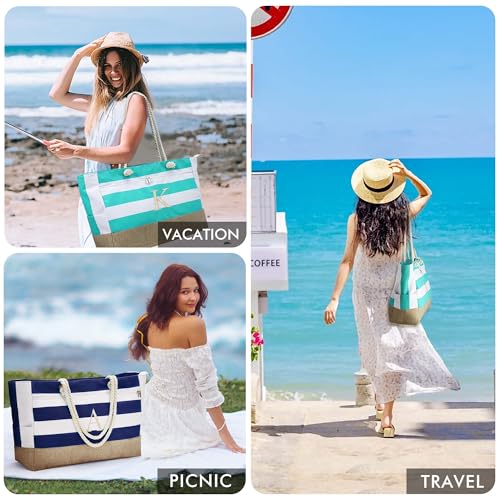 YOOLIFE Large Initial Beach Bag Waterproof Tote Zipper Bag Personalized Gifts for Women Her Birthday Travel Beach Essential