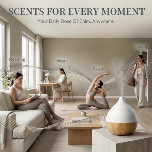Cegsin Essential Oil Diffuser with Adapter, 100ml Small Aromatherapy Scent Machine for Home & Office Desk, 7 Color LED Coo...