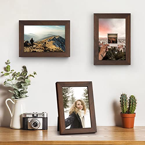 Emfogo 4x6 Picture Frame, Pack of 2 Photo Frame with Real Glass, Solid Wood Rustic Picture Frames 4x6 Display for Wall Dec...