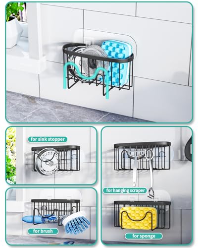 HapiRm Multifunctional Sponge Holder with Unique M-Shaped, 2 Installation Methods Kitchen Sink Caddy Organizer, Rustproof ...