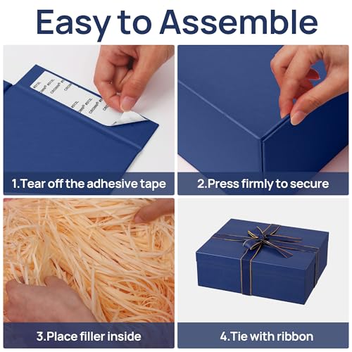 JOYIT Blue Gift Box 16.5''x13''x5.5'' - Large Gift Boxes with Lid for Presents Packaging, Birthday, Christmas, Wedding, An...
