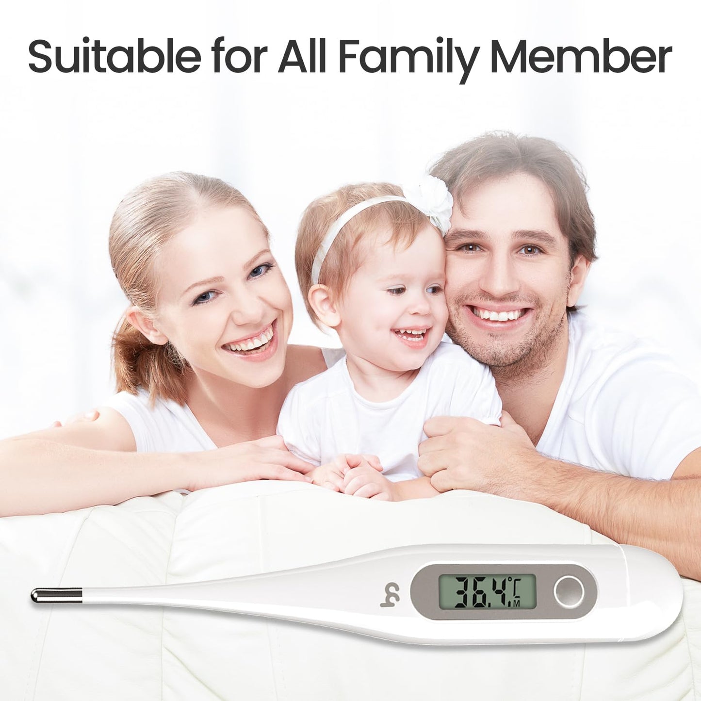Digital Thermometer, Oral Thermometer Adults Kids Babies, Accurate Fast Switchable Body Temperature Thermometer, Gray