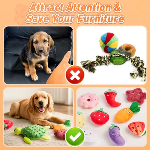 MOSDECEN Squeaky Dog Toys, Small Puppy Toys, Cute Interactive Pets Toys Bulk for Small Medium Dogs Soft Plush Dog Toy Sque...