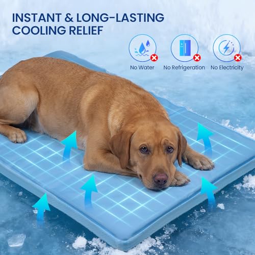 InVarme Orthopedic Dog Cooling Mat 36" x 20": Extra-Thick Self-Cooling with Removable Memory Foam & Non-Slip Bottom – Non-...