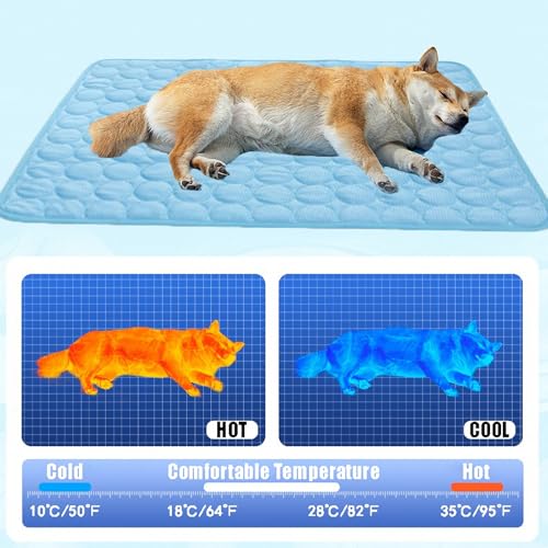 Pretoee Dog Cooling Mat - 40" x 28" Washable Instant Cooling Pet Pad for Dogs & Cats, Pet Sleeping Bed for Indoor Outdoor ...