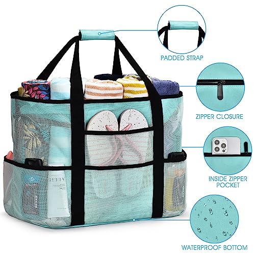 oscaurt Mesh Beach Bag Extra Large Waterproof Sandproof Beach Tote Pool Swim Bag Travel Vacation Essentials
