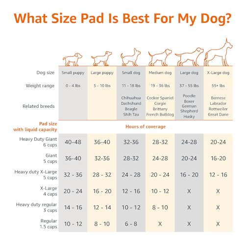 Amazon Basics Leak-Proof Dog and Puppy Potty Training Pee Pads with Quick-Dry 5-Layer Design, X-Large Size 28 x 34 Inch, B...