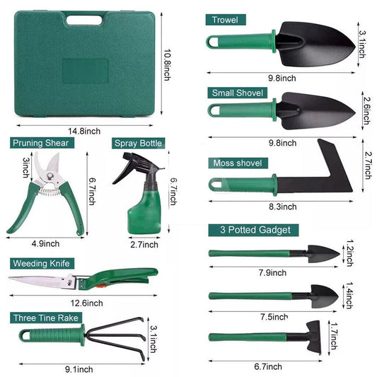 Shovel Harrow Potted Flower Gardening Tools Gift Kit Glove Garden Tool 10Pcs Set