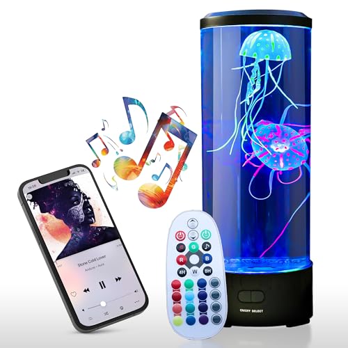 Brewish Jellyfish Lamp with 20W Bluetooth Speaker (Upgraded Motor 2025), 16 Color Changing Mood Lamp, 4 Modes Aquarium Nig...