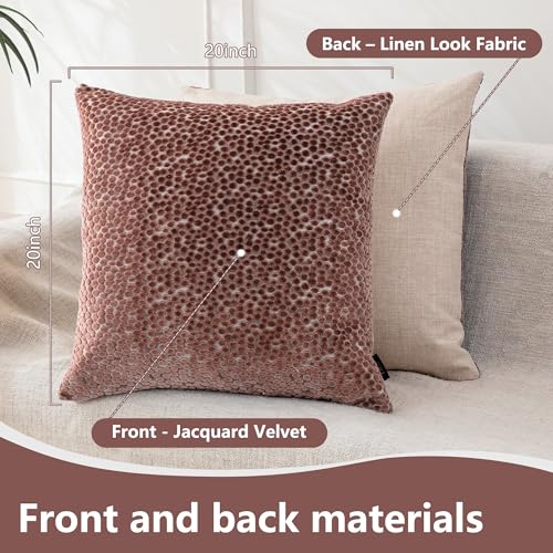 FIFU Couch Throw Pillow Covers 20x20 Inch Set of 2 - Jacquard Velvet Front & Neutral Textured Back, Decorative Cushion Cov...