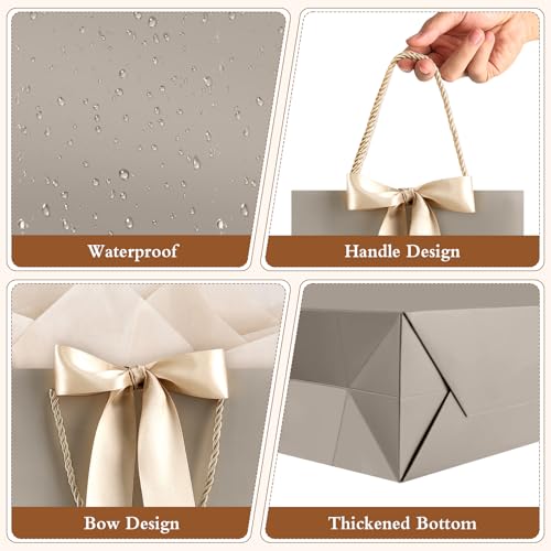 JMANNI Gift Bag, 1PCS Gift Bags with Ribbon and 1 Greeting Cards 2 Tissue Paper, Portable Paper Gift Bag with Handles, Bir...