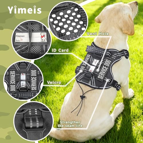 Service Dog Tactical Vest Harness and Leash Set Large Sized Dog Emotional Support- Tactical Dog Harness Training Collar wi...