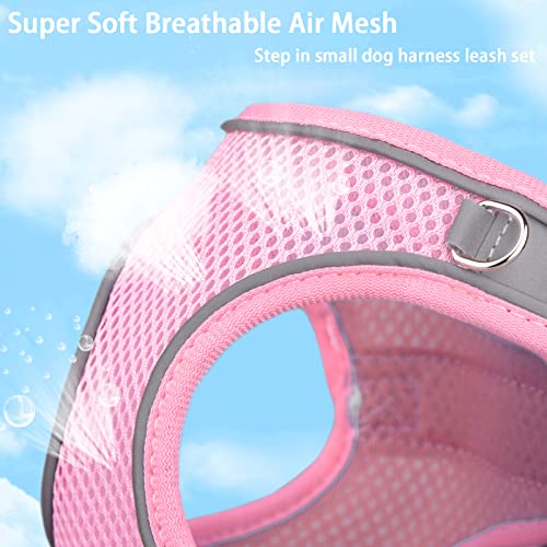 PETPUBGNZS Soft Small Dog Harness and Leash Set Mesh Puppy Harnesses Leash Easy Walk Dog Harness Vest Adjustable Reflectiv...