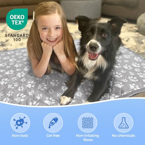 Rywell Cooling Mat for Dogs New Grey Edition, 24''x 18''Endothermic Color Changing Arc-Chill Cooling Fiber,Washable Non-To...