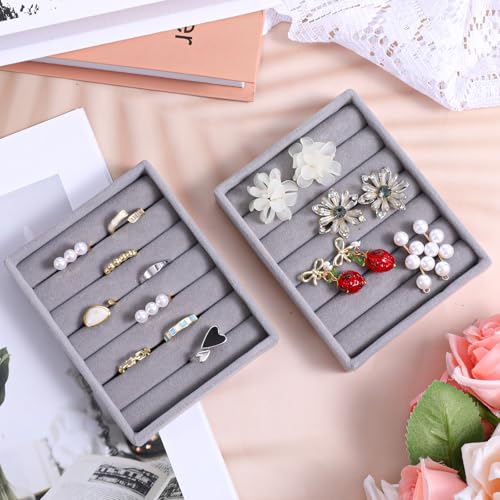 Xthrotsenk 2pcs Small Ring Organizer Ring Holder Display Tray Velvet Rings Earrings Insert Holder for Girl Store Selling o...
