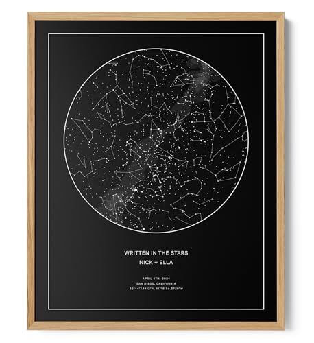 CELESTORY Custom Star Map Framed Canvas Night Sky Print Constellation Map Star Chart Gift Wall Art Poster Personalized Sta...