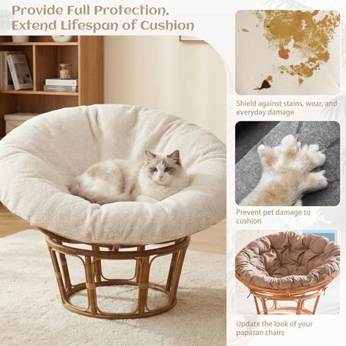 ANMINY Papasan Cushion Cover ONLY Thick Soft Fleece Slipcover for Papasan Cushion, Removable Machine Washable Round Chair ...
