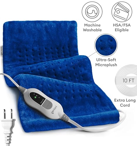 GENIANI Electric Heating Pad for Back Pain & Cramps Relief, Electric Throw, Auto Shut Off, Machine Washable, Moist Heat Pa...