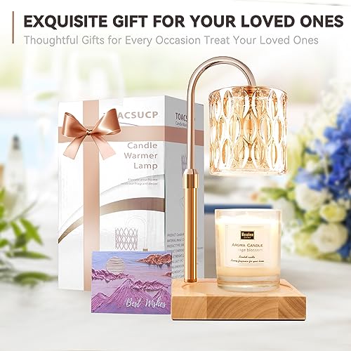 Candle Warmer Lamp with 3 Bulbs, Adjustable Height Dimmable Candle Warmer with Timer, Candle Lamp with Charming Gift Box R...