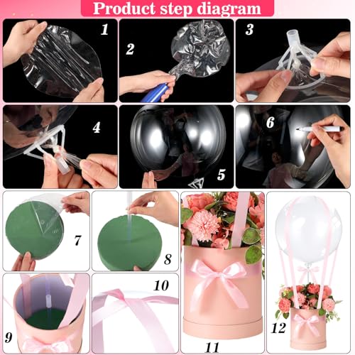 Soulchen DIY Hot Air Balloon Christmas Surprise Gift Box with 20'' Bubble Bobo Balloon Ribbon and Floral Clay for Christma...